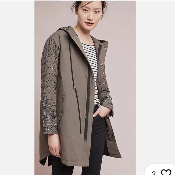 Anthropologie Jackets & Blazers - Anthropologie Seen Worn Kept GENEVA beaded olive Utility Jacket size 2